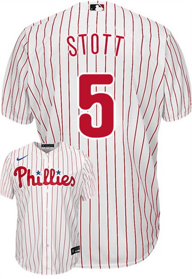 Men Philadelphia Phillies 5 Bryson Stott White Cool Base Stitched Baseball Jersey