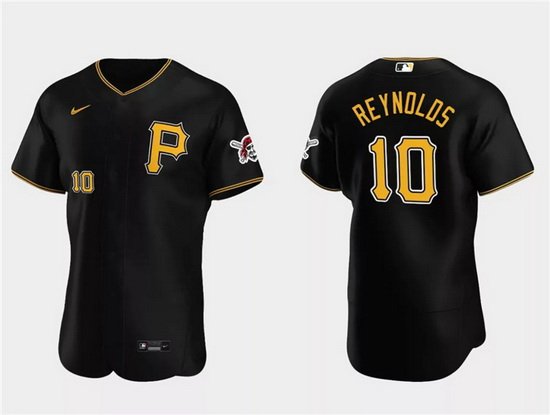 Men Pittsburgh Pirates 10 Bryan Reynolds Black Flex Base Stitched Baseball Jersey