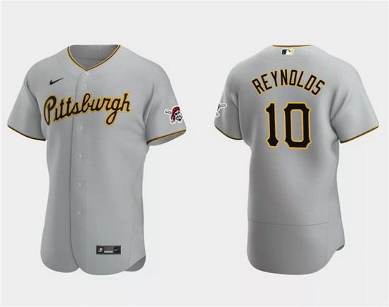 Men Pittsburgh Pirates 10 Bryan Reynolds Grey Flex Base Stitched Baseball Jersey