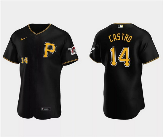 Men Pittsburgh Pirates 14 Rodolfo Castro Black Flex Base Stitched Baseball Jersey