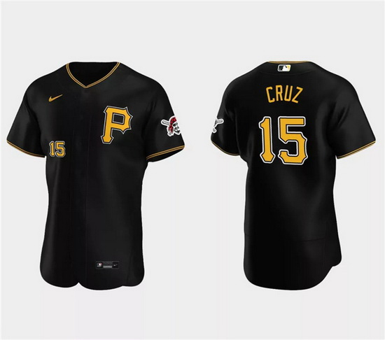 Men Pittsburgh Pirates 15 Oneil Cruz Black Flex Base Stitched Baseball Jersey