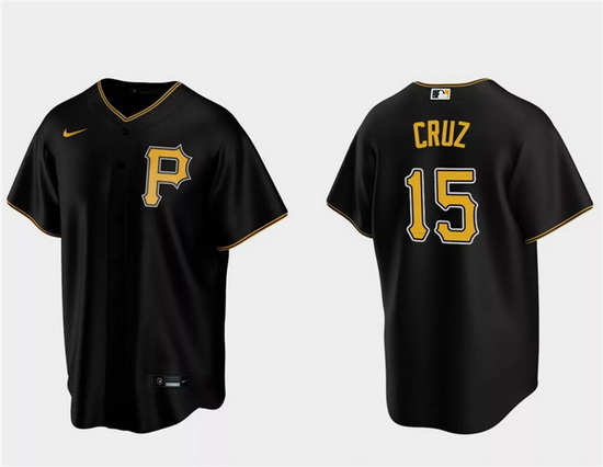 Men Pittsburgh Pirates 15 Oneil Cruz Black Cool Base Stitched Baseball Jersey