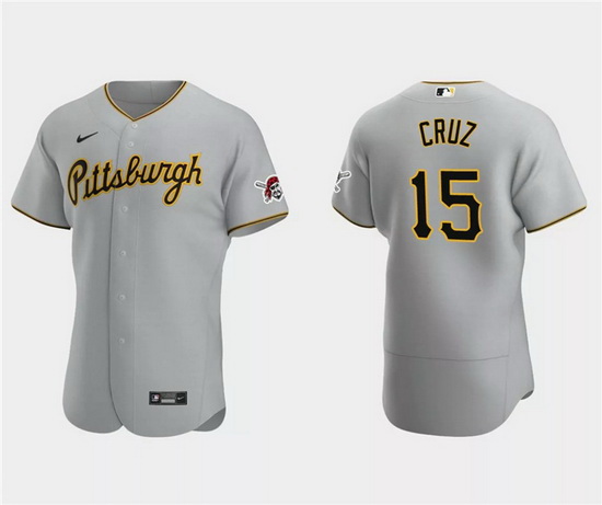 Men Pittsburgh Pirates 15 Oneil Cruz Grey Flex Base Stitched Baseball Jersey