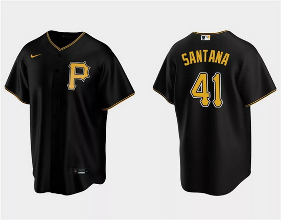 Men Pittsburgh Pirates 41 Carlos Santana Black Cool Base Stitched Baseball Jersey