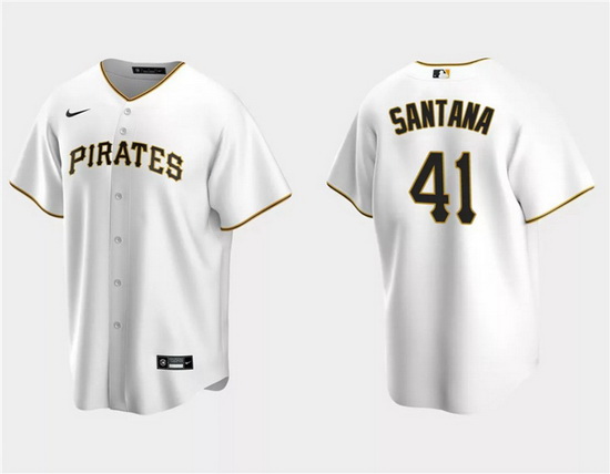 Men Pittsburgh Pirates 41 Carlos Santana White Cool Base Stitched Baseball Jersey