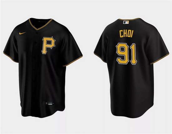 Men Pittsburgh Pirates 91 Ji Man Choi Black Cool Base Stitched Baseball Jersey