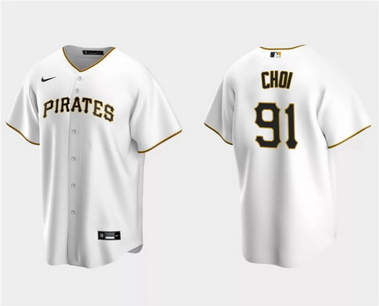 Men Pittsburgh Pirates 91 Ji Man Choi White Cool Base Stitched Baseball Jersey