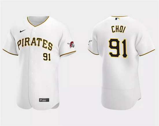 Men Pittsburgh Pirates 91 Ji Man Choi White Flex Base Stitched Baseball Jersey