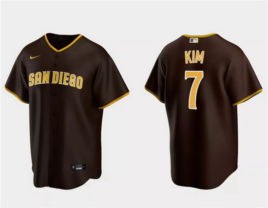 Men San Diego Padres 7 Ha Seong Kim Brown Cool Base Stitched Jersey