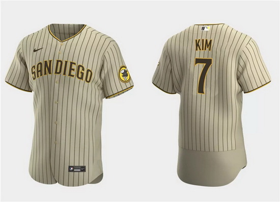 Men San Diego Padres 7 Ha Seong Kim Tan Flex Base Stitched Baseball Jersey