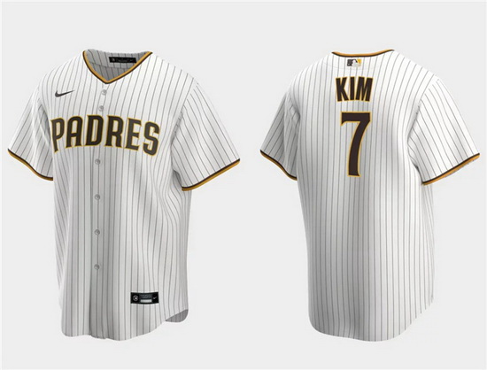 Men San Diego Padres 7 Ha Seong Kim White Cool Base Stitched Jersey