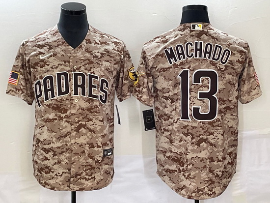 Men San Diego Padres 13 Manny Machado Camo Cool Base Stitched Jersey