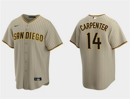 Men San Diego Padres 14 Matt Carpenter Tan Cool Base Stitched Jersey