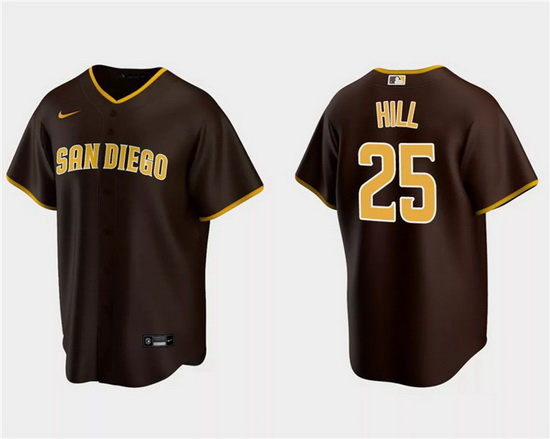 Men San Diego Padres 25 Tim Hill Brown Cool Base Stitched Jersey