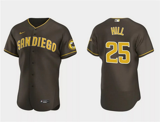 Men San Diego Padres 25 Tim Hill Brown Flex Base Stitched Baseball Jersey