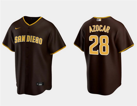 Men San Diego Padres 28 Jos E9 Azocar Brown Cool Base Stitched Jersey