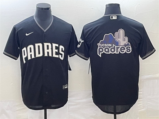 Men San Diego Padres Black Team Big Logo Cool Base Stitched Baseball Jersey