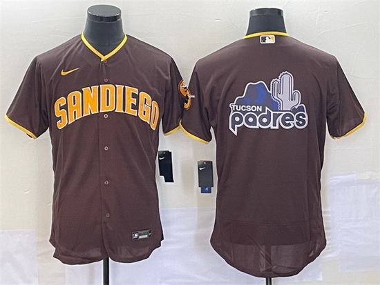 Men San Diego Padres Brown Team Big Logo Flex Base Stitched Baseball Jersey