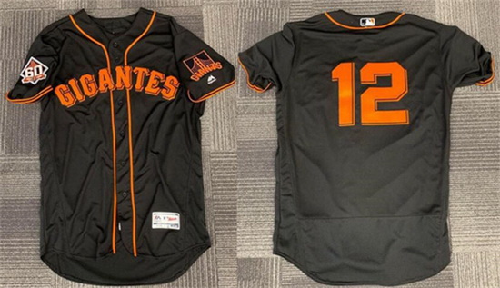 Men San Francisco Giants 12 Joe Panik Black 2018 Flex Base Stitched Jersey