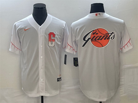 Men San Francisco Giants White Team Big Logo Cool Base Stitched Baseball Jersey