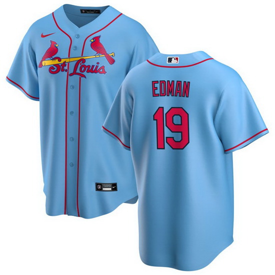 Men St  Louis Cardinals 19 Tommy Edman Blue Cool Base Stitched Jersey