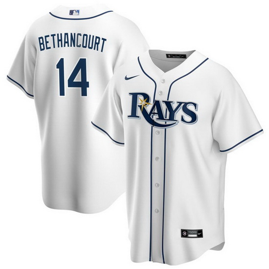 Men Tampa Bay Rays 14 Christian Bethancourt White Cool Base Stitched Baseball Jersey