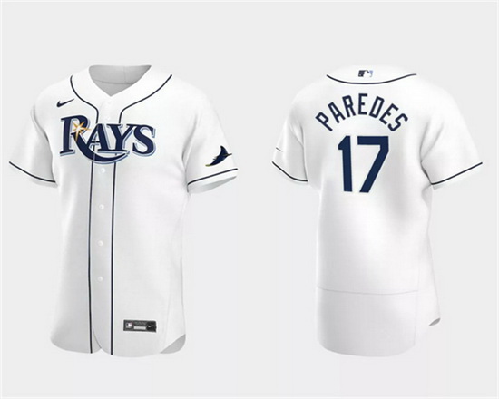 Men Tampa Bay Rays 17 Isaac Paredes White Flex Base Stitched Baseball Jersey