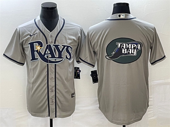 Men Tampa Bay Rays Gray Team Big Logo Cool Base Stitched Basebal
