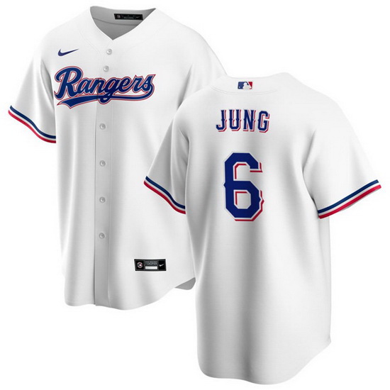 Men Texas Rangers 6 Josh Jung White Cool Base Stitched Baseball 