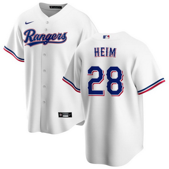 Men Texas Rangers 28 Jonah Heim White Cool Base Stitched Baseball Jersey