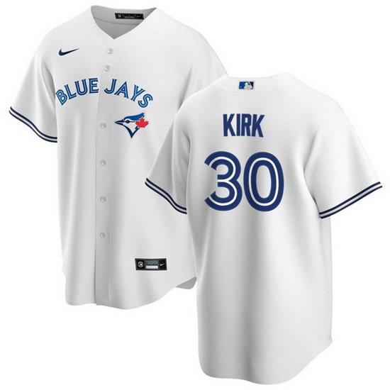 Men Toronto Blue Jays 30 Alejandro Kirk White Cool Base Stitched Jersey