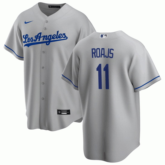 Men Los Angeles Dodgers 11 Miguel Rojas Flex Base Grey Stitched 