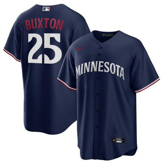 Men Minnesota Twins 25 Byron Buxton Navy Cool Base Stitched Jersey