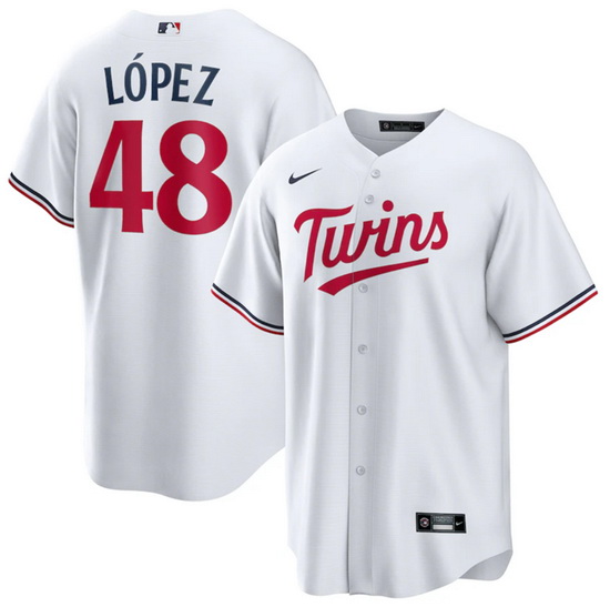 Men Minnesota Twins 48 Jorge L F3pez White Cool Base Stitched Jersey