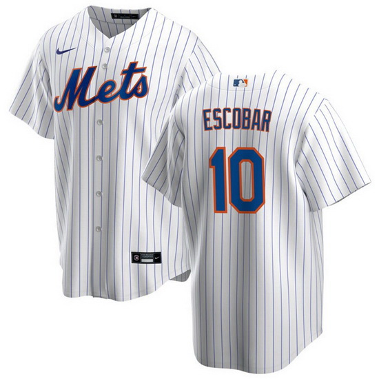 Men New York Mets 10 Eduardo Escobar White Cool Base Stitched Je