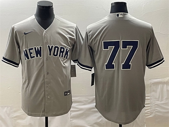 Men New York Yankees 77 Clint Frazier Gray Cool Base Stitched Jersey