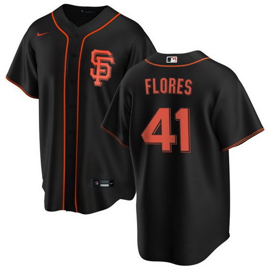 Men San Francisco Giants 41 Wilmer Flores Black Cool Base Stitched Jersey