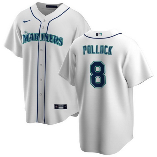 Men Seattle Mariners 8 AJ Pollock White Cool Base Stitched Jersey