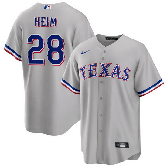 Men Texas Rangers 28 Jonah Heim Grey Cool Base Stitched Baseball