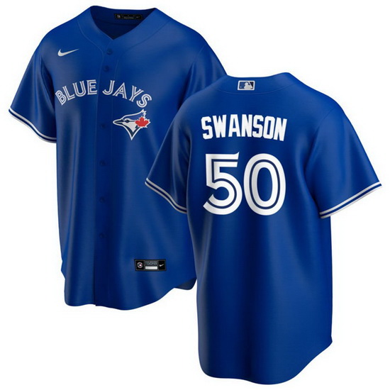 Men Toronto Blue Jays 50 Erik Swanson Royal Cool Base Stitched J