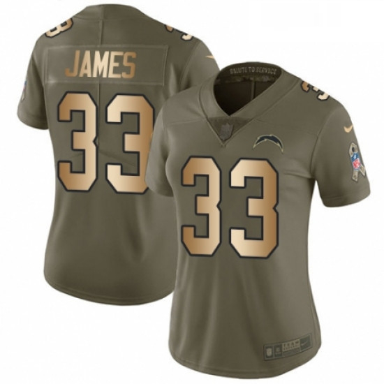 Womens Nike Los Angeles Chargers 33 Derwin James Limited Olive Gold 2017 Salute to Service NFL Jerse