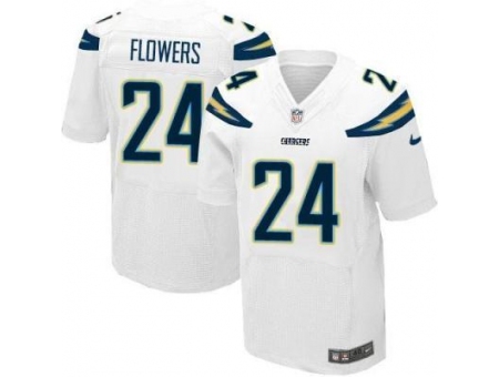 Nike San Diego Chargers 24 Brandon Flowers White Elite NFL Jersey