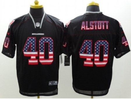 Nike Tampa Bay Buccaneers 40 Mike Alstott Black Elite USA Flag Fashion NFL Jersey