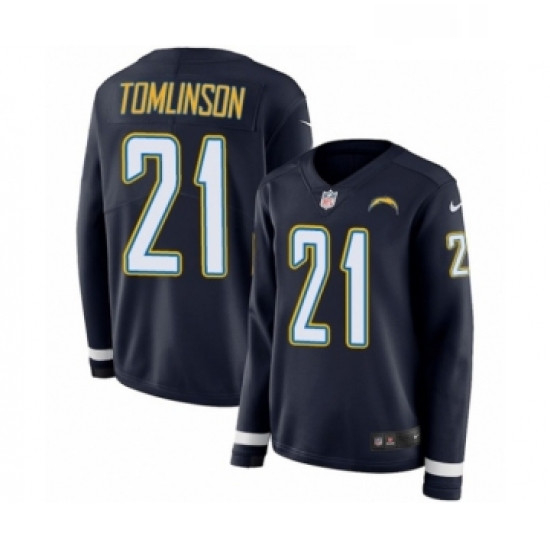 Womens Nike Los Angeles Chargers 21 LaDainian Tomlinson Limited Navy Blue Therma Long Sleeve NFL Jer