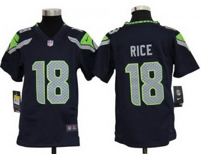 Youth Nike Seattle Seahawks 18# Sidney Rice Blue Nike NFL Jerseys