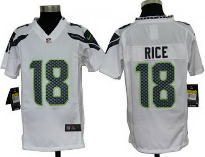 Youth Nike Seattle Seahawks 18# Sidney Rice White Nike NFL Jerseys