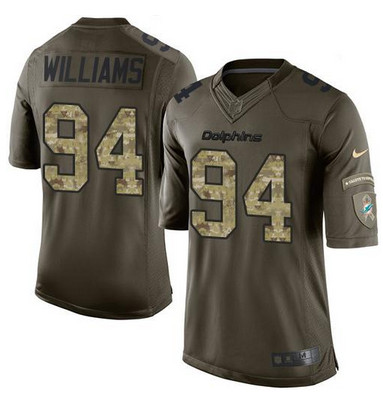 Nike Dolphins #94 Mario Williams Green Youth Stitched NFL Limited Salute to Service Jersey