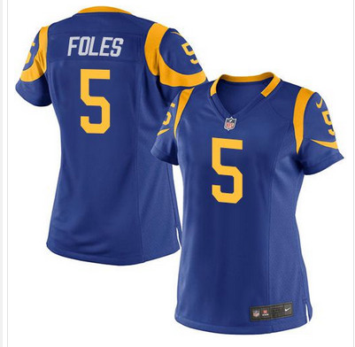 Nike Rams #5 Nick Foles Royal Blue Alternate Womens Stitched NFL Elite Jersey