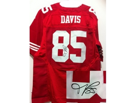 Nike San Francisco 49ers 85 Vernon Davis Red Elite Signed NFL Jersey