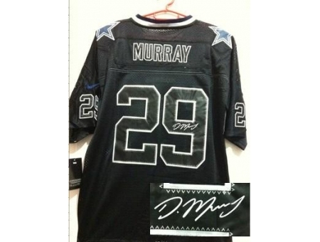 Nike Dallas Cowboys 29 DeMarco Murray Black Elite Light Out Signed NFL Jersey